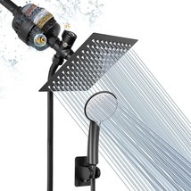 Nearmoon Filtered Shower Head, High Pressure 8″Square Rain Shower, Matte... - £51.84 GBP