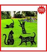 4 Decorative Black Cat Silhouette Stakes - Garden Statues for Bird Control - $39.93 CAD