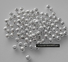 Silver Plated Spacer beads 5mm diameter 2.5mm hole smooth rounds 100pcs ... - £2.32 GBP