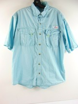 World Wide Sportsman Blue Short Sleeve Cotton Button Up Vented Shirt L - $24.74