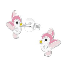 Bird 925 Silver Stud Earrings with Crystals - $14.01
