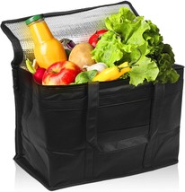 2 Black Insulated Shopping Bags 11x8x9 Heavy Duty Insulated Food Delivery Bags - £22.69 GBP