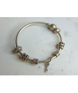 Womens Vintage Estate Sterling Silver Pandora Charm Bracelet 22.3g E5269 - £94.96 GBP