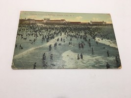 Mid-Summer Crowd Bathing Atlantic City New Jersey Beach Posted 1913 - £18.59 GBP