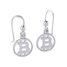Jewelry Trends Small Bitcoin Silver Dangle Earrings - £52.93 GBP