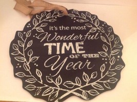 Christmas Chalkboard  Most Wonderful Time of the Year Wreath 2 Sided Farmhouse - £8.06 GBP