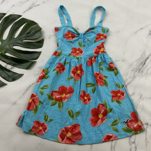 Hollister Vintage Y2k Floral Mini Dress Size XS Blue Red Key Hole Back S... - $445.88 MXN