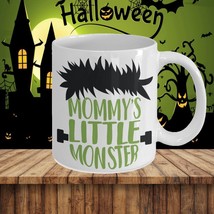 Kids Halloween Mug Mommy&#39;s Little Monster Cute Frankenstein Head Coffee Cup 11oz - £15.14 GBP