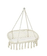 2 Person Hanging Hammock Chair with Cushion Macrame Swing-Beige - $114.95