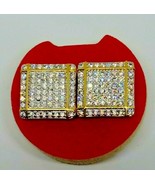 Hip-Hop Iced Cz Back Screw Cubic Zirconia Square Stud men&#39;s Earrings - $14.96 CAD