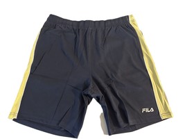 FILA Men&#39;s Rimaz All Cotton Side Stripe 8&quot; Shorts in Navy/Yellow/White-XL - $424.11 MXN
