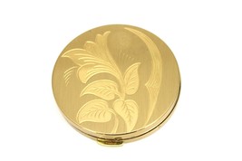 VINTAGE Zell  Gold Tone Floral Engraved Unused Compact 3.25&quot; - $49.01