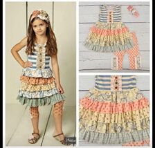 Girls Size 5 Layered Boutique Outfit - Tunic Top &amp; Cropped Leggings NWOT - $38.40