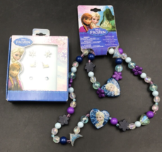 Disney Frozen Elsa Princess Earrings Necklace &amp; Bracelet Set New - £11.18 GBP