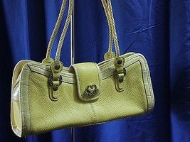 Vintage Marc Chantal Shoulder Purse Bag Yellow Pebbled Leather Retro Zip Close - £29.55 GBP