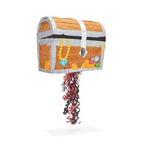 Pull String Treasure Chest Pinata For Kids Pirate Birthday Party Decorations (Sm - £32.64 GBP