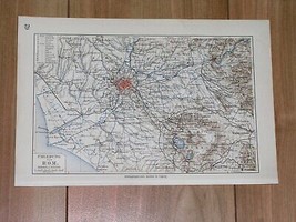 1912 Antique Map Of Vicinity Of Rome Italy Tivoli Albano Zagarolo Velletri - $24.22