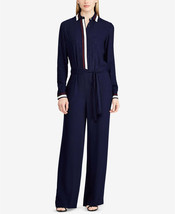 LAUREN RALPH LAUREN Womens Junwie Striped Button Down Jumpsuit Size 4 Co... - $143.55