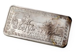 Pilgrims Landing By Hamilton Mint - 1 oz. Silver Art Bar - £58.47 GBP