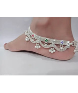 Kundan Indian Jewelry Set Anklet Payal Pajib Payjeb Jewellery Traditiona... - $32.26 CAD