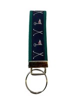 Golf Golfer Fabric Key Fob Golf Clubs Keychain Blue Red Chrome - £14.61 GBP