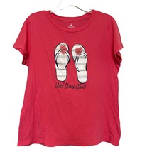 Disney Parks Womens T Shirt Pink XL Knit Round Neck Short Sleeve Thong G... - £11.55 GBP