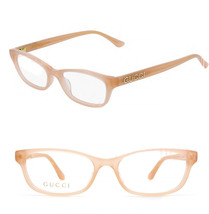 GUCCI 0730 Nude Pink Crystal Logo Rectangular Eyeglasses 47mm GG0730O 004 Frame - £237.35 GBP