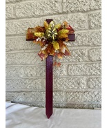 Fall Cemetery, flowers for grave, fall grave decoration, cross for grave - $24.00
