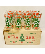 Vintage Hazel Atlas Merry Christmas Happy New Year holiday glasses set of 8 - £27.40 GBP