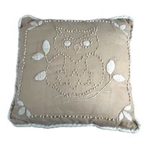 Vintage French Knot Owl Light Brown Throw Accent Pillow 9.5” Boho Kitsch READ - £29.88 GBP