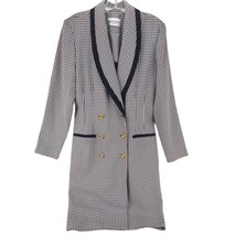 Vtg 80s 90s Danny &amp; Nicole Double Breasted Black White Checker Long Coat... - £23.20 GBP