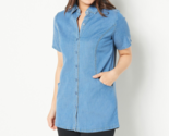 Denim &amp; Co. Regular TENCEL Button Front Tunic with Pockets Light Wash, M... - £17.95 GBP