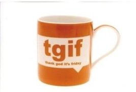 TGIF Thank God It&#39;s Friday Text Talk Acronyms Orange Fine China Mug in Gift Box - £5.67 GBP