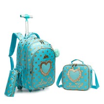 Children School Rolling Backpack Bag School Wheeled Backpack for Girls SchooTrol - £95.59 GBP