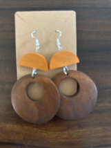 Wooden Earrings with 2 colors Earring Set - Yellow + Brown - $110.48 MXN