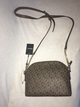 DKNY Corrie Dome Crossbody Signature Monogrammed Brown Purse NEW - £102.47 GBP