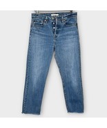 LEVI’S Wedgie Straight Raw Hem Jeans Button Fly Medium Wash Size 28 Rigi... - $725.40 MXN