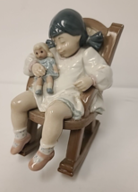 Lladro "Nap time" #5448 Napping Girl In Rocking Chair With Doll - $52.20
