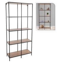 H&amp;S Collection 4-tier Wall Rack 78x30x170 cm Natural and Black - $132.51