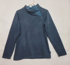 Kuhl Alfpaca Fleece Pullover Sweater Blue Asymmetrical Zip Mock Neck Womens S - £25.93 GBP