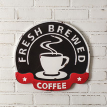 Fresh Brewed Coffee Metal Wall Sign - £54.85 GBP