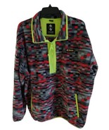 Columbia Fleece Quarter Zip Pull Over Jacket Mens Neon Trim Square Block... - $39.59