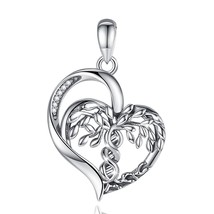 Real 925 Sterling Silver Tree of Life Necklace Intellectual Heart Pendant Fina F - £29.58 GBP