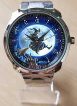 Full moon Witch On Broom Unique Unisex Trendy Wrist Watch Sporty - £28.06 GBP