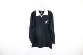 Vintage 90s Streetwear Mens Small Spell Out New Zealand Long Sleeve Rugby Polo - £35.57 GBP