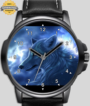 Blue Gothic Wolf Art Unique Stylish Wrist Watch - $54.99