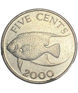 2000 Bermuda 5 Five Cent Coin Queen Elizabeth II CIRCULATED - $4.09 CAD