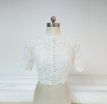 Empire Long Sleeve Lace Crop Top Button Down Custom Wedding Bridal Lace Top image 7