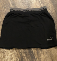Puma black cotton mini skirt size Large stretch waist with drawstring in... - $19.00