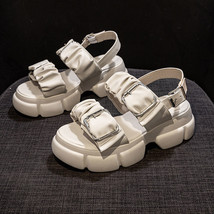Women Summer Shoes Platform Heel Chunky Beach Sandals Women Comfortable Soft Lea - £42.53 GBP